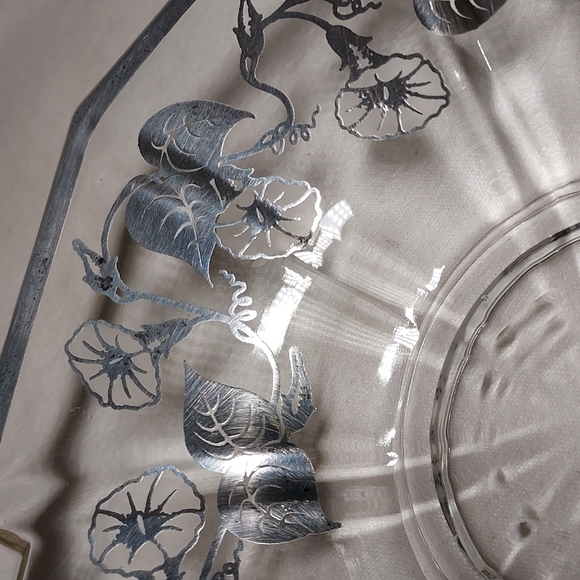 Viking glass by Silver City Flanders silver inlay tidbit tray bowl art deco era - Picture 5 of 17